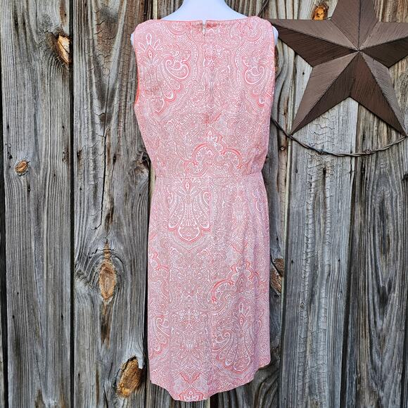Paisley Print Dress Tommy Hilfiger Stretch Orange White Sleeveless Plus Size 16 - Picture 3 of 7